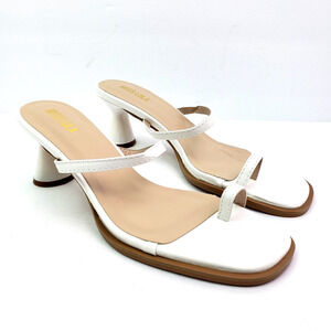 Miss Lola Willie Womens Size 8 Tan White Slip On Formal 2.75" Heel Sandals